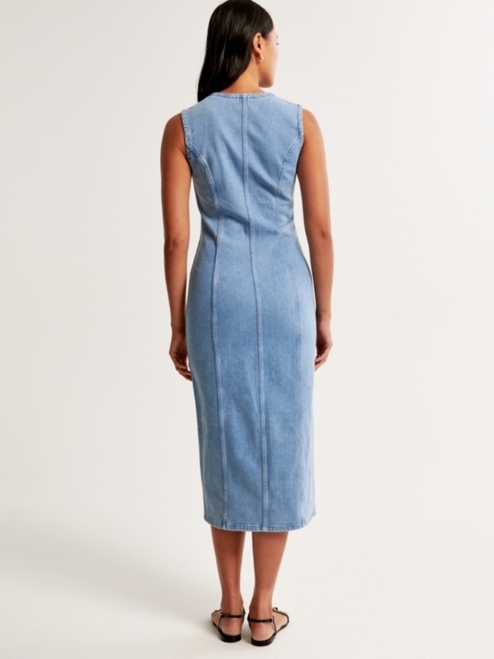 Abercrombie & Fitch Light Blue Button-Front Denim Midi Dress - Picture 3 of 3